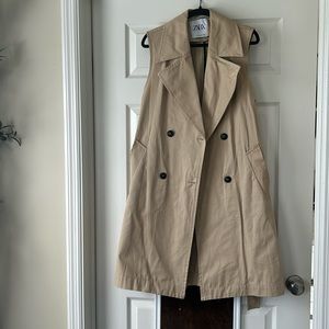 Zara Tan Sleeveless Trench Coat